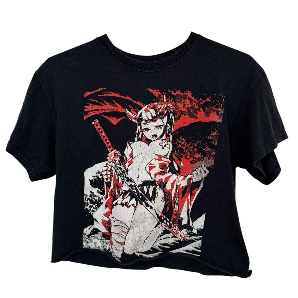 Bad Habits Katana Aged Anime Black Women’s M Cropped T Shirt